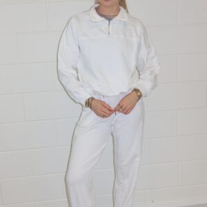 SET: zip up trui wit + joggers wit